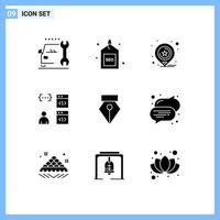 Set of 9 Modern UI Icons Symbols Signs for development coding seo browser business Editable Vector Design Elements