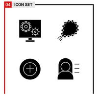 4 General Icons for website design print and mobile apps 4 Glyph Symbols Signs Isolated on White Background 4 Icon Pack Creative Black Icon vector background