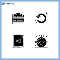 Set of 4 Modern UI Icons Symbols Signs for bed audio hotel left format Editable Vector Design Elements