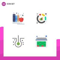 4 Flat Icon concept for Websites Mobile and Apps back to school hair library report sick hair Editable Vector Design Elements