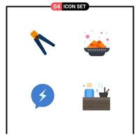 Group of 4 Flat Icons Signs and Symbols for plier vadas crimping cake sms Editable Vector Design Elements