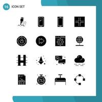 Solid Glyph Pack of 16 Universal Symbols of person efficiency android data signs Editable Vector Design Elements