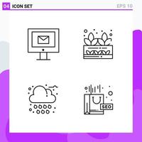 conjunto de 4 iconos en estilo de línea símbolos de contorno creativo para el diseño de sitios web y aplicaciones móviles signo de icono de línea simple aislado en fondo blanco 4 iconos creativo fondo de vector de icono negro