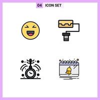 Group of 4 Filledline Flat Colors Signs and Symbols for chat medical happy clock calendar Editable Vector Design Elements