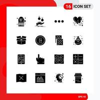 16 Thematic Vector Solid Glyphs and Editable Symbols of box stethoscope chat medical care Editable Vector Design Elements