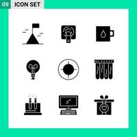 Pack of 9 Solid Style Icon Set Glyph Symbols for print Creative Signs Isolated on White Background 9 Icon Set Creative Black Icon vector background