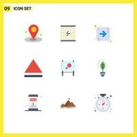 Flat Color Pack of 9 Universal Symbols of power nature arrow message board Editable Vector Design Elements