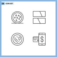 Set of 4 Modern UI Icons Symbols Signs for healthy germ editing layout microbe Editable Vector Design Elements