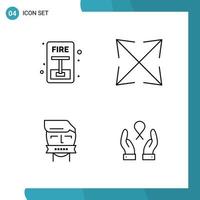 Vector Pack of 4 Outline Symbols Line Style Icon Set on White Background for Web and Mobile Creative Black Icon vector background