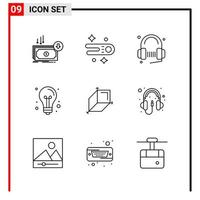 9 General Icons for website design print and mobile apps 9 Outline Symbols Signs Isolated on White Background 9 Icon Pack Creative Black Icon vector background