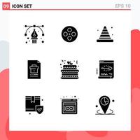 9 Universal Solid Glyph Signs Symbols of report document blocker corporate tool Editable Vector Design Elements