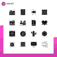 Universal Icon Symbols Group of 16 Modern Solid Glyphs of money computer left pattern labyrinth Editable Vector Design Elements