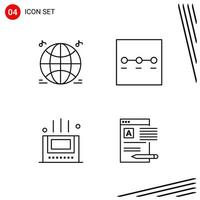 Collection of 4 Vector Icons in Line style Pixle Perfect Outline Symbols for Web and Mobile Line Icon Signs on White Background 4 Icons Creative Black Icon vector background