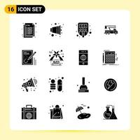 16 Creative Icons for Modern website design and responsive mobile apps 16 Glyph Symbols Signs on White Background 16 Icon Pack Creative Black Icon vector background