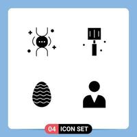 Universal Icon Symbols Group of 4 Modern Solid Glyphs of dna easter life food egg Editable Vector Design Elements