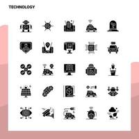 25 conjunto de iconos de tecnología plantilla de ilustración de vector de icono de glifo sólido para ideas web y móviles para empresa comercial