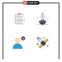 4 iconos creativos, signos y símbolos modernos del informe anual de la nave espacial, candado comercial, elementos de diseño vectorial editables vector