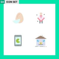 4 Thematic Vector Flat Icons and Editable Symbols of egg buy spring male phone Editable Vector Design Elements