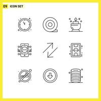 Stock Vector Icon Pack of 9 Line Signs and Symbols for soccer field development football change Editable Vector Design Elements