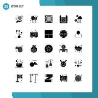 Set of 25 Modern UI Icons Symbols Signs for cloud building design construction website Editable Vector Design Elements