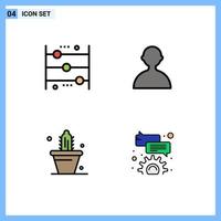 Set of 4 Modern UI Icons Symbols Signs for abacus nature counting user spring Editable Vector Design Elements