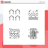 Collection of 4 Vector Icons in Line style Modern Outline Symbols for Web and Mobile Line Icon Sign Isolated on White Background 4 Icons Creative Black Icon vector background