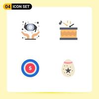 Set of 4 Modern UI Icons Symbols Signs for protect maony drum sticks decoration Editable Vector Design Elements