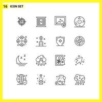 16 Universal Outlines Set for Web and Mobile Applications people halloween electromagnetic fear photo Editable Vector Design Elements