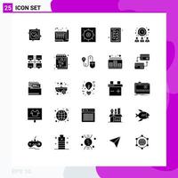 Group of 25 Modern Solid Glyphs Set for group kitchen utensils paper board preferences Editable Vector Design Elements