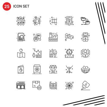 Line Pack of 25 Universal Symbols of management folder arrow gesture hand touch Editable Vector Design Elements