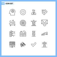 16 Universal Outline Signs Symbols of thanksgiving blowing student sent mail Editable Vector Design Elements