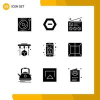 9 Universal Solid Glyphs Set for Web and Mobile Applications back printing data factory news Editable Vector Design Elements