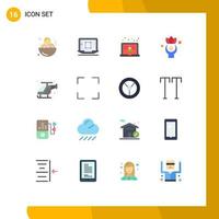 Pictogram Set of 16 Simple Flat Colors of fast wellness laptop well exercise Editable Pack of Creative Vector Design Elements