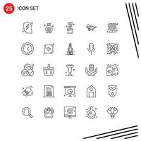 Pack of 25 Modern Lines Signs and Symbols for Web Print Media such as chronometer gardening easter garden barrow Editable Vector Design Elements