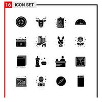 16 General Icons for website design print and mobile apps 16 Glyph Symbols Signs Isolated on White Background 16 Icon Pack Creative Black Icon vector background