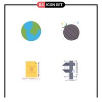 Pack of 4 Modern Flat Icons Signs and Symbols for Web Print Media such as world create onion letter caliper Editable Vector Design Elements