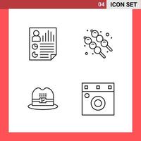 4 Icon Pack Line Style Outline Symbols on White Background Simple Signs for general designing Creative Black Icon vector background
