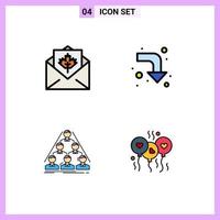 Modern Set of 4 Filledline Flat Colors and symbols such as card build mail reload business Editable Vector Design Elements