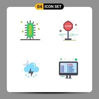 Universal Icon Symbols Group of 4 Modern Flat Icons of biology weather science journey cloud Editable Vector Design Elements