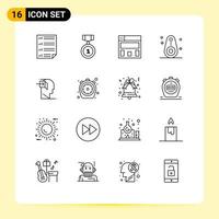 Stock Vector Icon Pack of 16 Line Signs and Symbols for inner door position tracked devices Editable Vector Design Elements