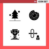 4 Icon Pack Solid Style Glyph Symbols on White Background Simple Signs for general designing Creative Black Icon vector background