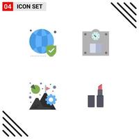 conjunto moderno de 4 iconos planos pictograma del mundo empresarial mundo escala crecimiento elementos de diseño vectorial editables vector