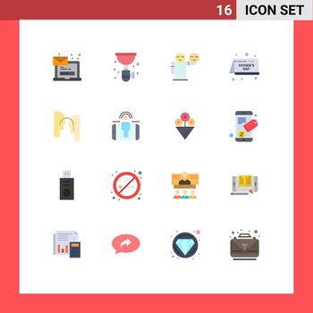 16 colores planos universales establecidos para aplicaciones web y móviles día del padre calendario de fregadero emoji paquete editable de elementos creativos de diseño de vectores