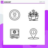 conjunto de 4 iconos en estilo de línea símbolos de contorno creativo para el diseño de sitios web y aplicaciones móviles signo de icono de línea simple aislado en fondo blanco 4 iconos creativo fondo de vector de icono negro