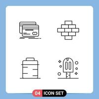 Group of 4 Modern Filledline Flat Colors Set for banking food debit building giving Editable Vector Design Elements