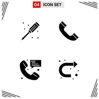 4 Icons Solid Style Grid Based Creative Glyph Symbols for Website Design Simple Solid Icon Signs Isolated on White Background 4 Icon Set Creative Black Icon vector background