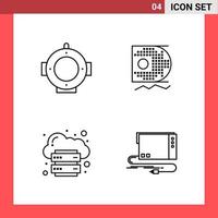 4 Icon Pack Line Style Outline Symbols on White Background Simple Signs for general designing Creative Black Icon vector background