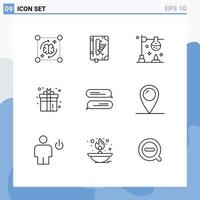 Set of 9 Modern UI Icons Symbols Signs for game box declaration gift experiment Editable Vector Design Elements