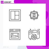 Line Icon set Pack of 4 Outline Icons isolated on White Background for Web Print and Mobile Creative Black Icon vector background