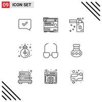 9 Outline concept for Websites Mobile and Apps office lamp studio idea zippo Editable Vector Design Elements